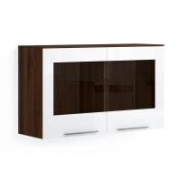 Навесной шкаф-витрина Соло (орех Коламбия/белый)