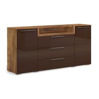 Широкий комод с 3D нишей Solo (таксония/коричневый глянец)