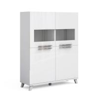 Шкаф-витрина на опорах Solo (белый/белый глянец)