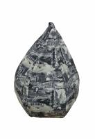 Пуф "Груша" (Велюр принт Москва серая)