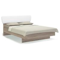 Кровать полуторная 140х200 с мягким изголовьем Solo (сонома/экокожа белая)