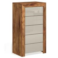 Высокий комод с ящиками Blade (тис Таксония/глянец Мокко)