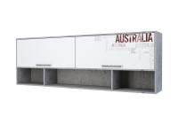 МС "Грей" Полка навесная над кроватью (Цемент светлый/Белый)