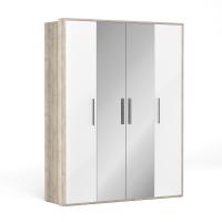 Шкаф с зеркалами Napoli (Крафт серый/белый/зеркало)