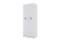 МС "АКВАРЕЛЬ 1 " Шкаф двухстворчатый с одним ящиком (Ясень анкор светлый/ белая матовая/Цветы)