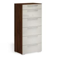 Комод высокий 6 ящиков Solo (орех Коламбия/глянец мокко)