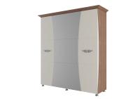 "Лагуна 7" Шкаф для платья и белья четырехстворчатый (2,0м) (Ясень шимо темный/ МДФ "Жемчуг")