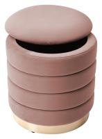 Пуф для гостиной ФРЕД розовый #15, велюр / золотой каркас М-City