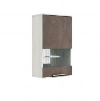 Навесной шкаф-витрина Napoli (Крафт белый/бетон Dark) левый