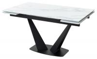 Стол Ниагара 160 Белый мрамор, стекло / черный каркас, М-City