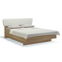 Кровать Solo 140х200 с мягким изголовьем Solo (дуб Ривьера/экокожа белая)