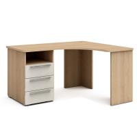 Угловой письменный стол с тумбой 140 см Магнолия (дуб Ривьера/ваниль глянец)