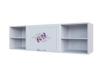 МС "АКВАРЕЛЬ 1 " Полка навесная (над столом) (Ясень анкор светлый/ белая матовая/Цветы)