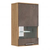 Навесной шкаф-витрина Napoli (Дуб натуральный/бетон Dark) правый