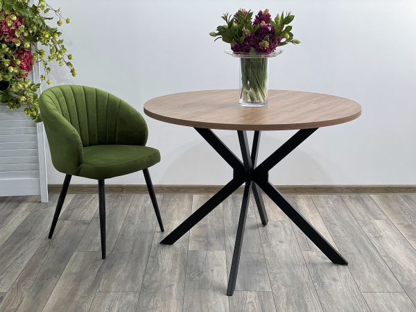 Стол ВЕГА D100 Дуб Канзас/ черный каркас М-City