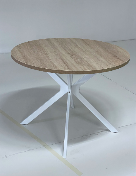 Стол ВЕГА D100 Дуб Бардолино/ белый каркас М-City