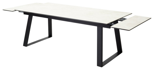 Стол Франк 200 Кремовый мрамор, керамика / черный каркас М-City