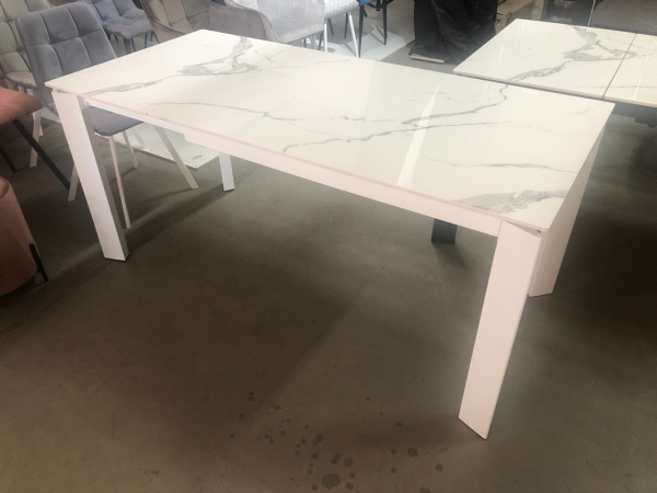 Стол CORNER 120 GLOSS STATUARIO WHITE SINTERED STONE / WHITE М-City