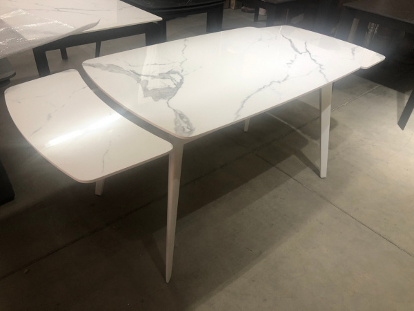 Стол ELIOT 120 GLOSS STATUARIO WHITE SINTERED STONE / WHITE М-City