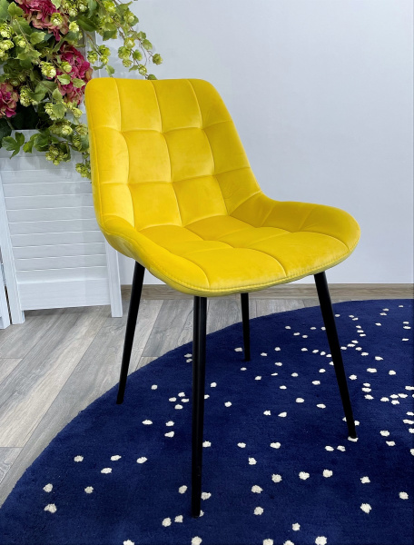 Стул ХОФМАН, цвет желтый #H19, велюр, 2шт./1к / черный каркас М-City
