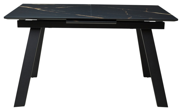 Стол Морис 140  Обсидиан сатинат, стекло/черный каркас М-City