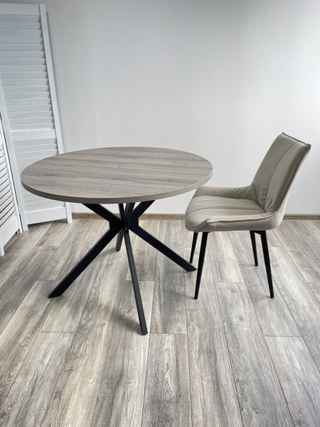 Стол ВЕГА D100 Дуб Шерман серый/ черный каркас М-City