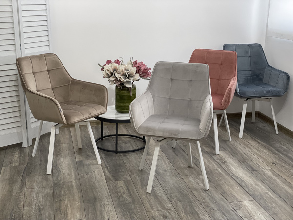 Стул MAVERICK BLUVEL-03 LIGHT GREY/ белый каркас, поворот.360 град. М-City