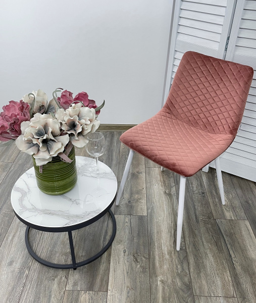 Стул TINTIN BLUVEL-52 PINK / белый каркас М-City