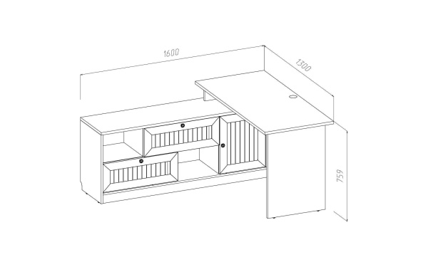 Стол письменный угловой «Баунти СБ-03» (левый)