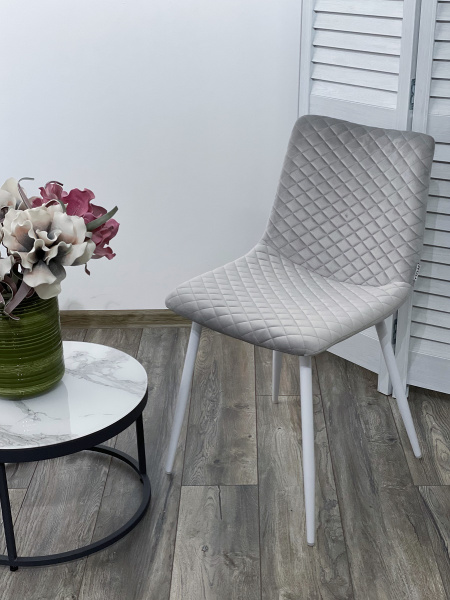 Стул TINTIN BLUVEL-03 LIGHT GREY / белый каркас М-City