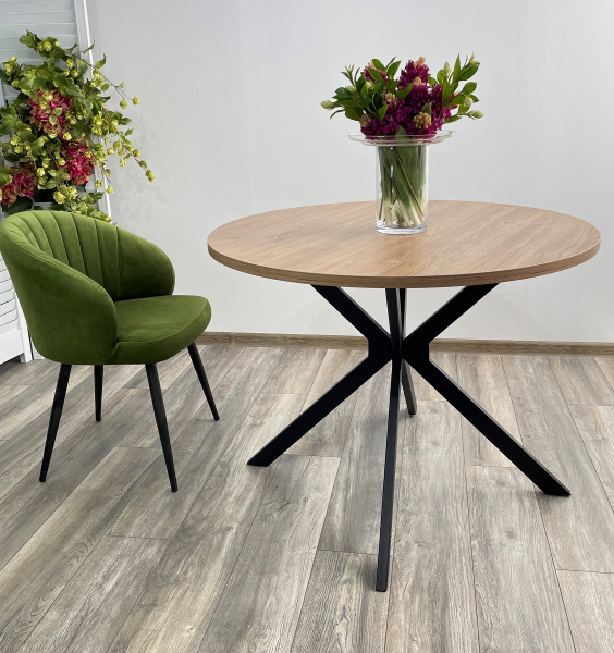 Стол ВЕГА D100 Дуб Канзас/ черный каркас М-City