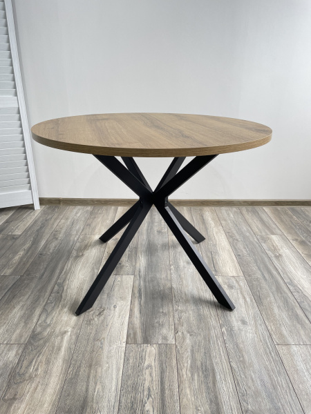 Стол ВЕГА D100 Дуб Шерман коньяк/ черный каркас М-City