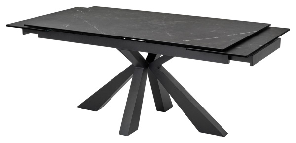 Стол ALEZIO 160 KL-135 Темно-серый мрамор матовый, итальянская керамика/ BLACK М-City