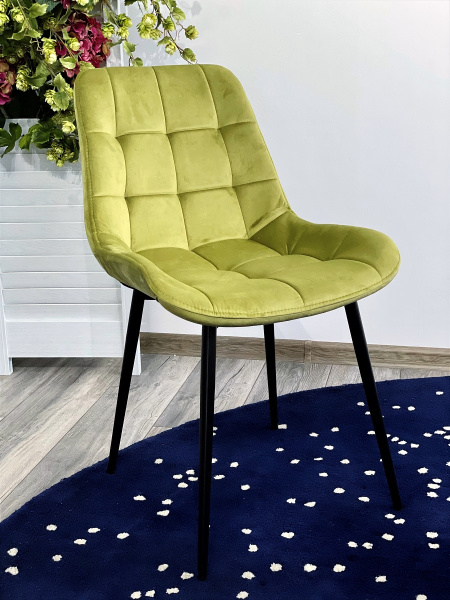Стул ХОФМАН, цвет оливковый #H25, велюр, 4 шт./1 к / черный каркас М-City
