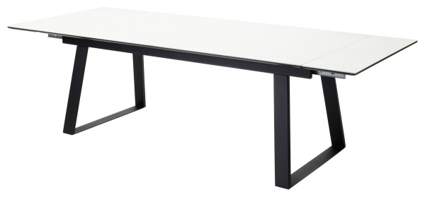 Стол Франк 200 Белый мрамор, керамика / черный каркас М-City