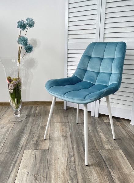 Стул ХОФМАН, цвет бирюзовый #H52, велюр / белый каркас 4 шт./1 к. М-City