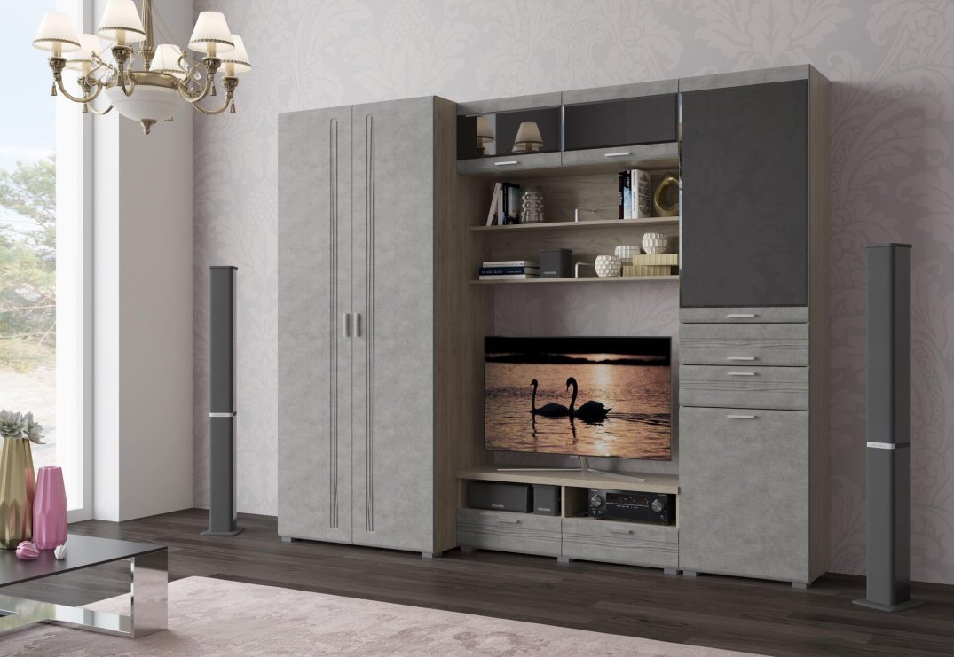 Дуб серый-Бетон серый