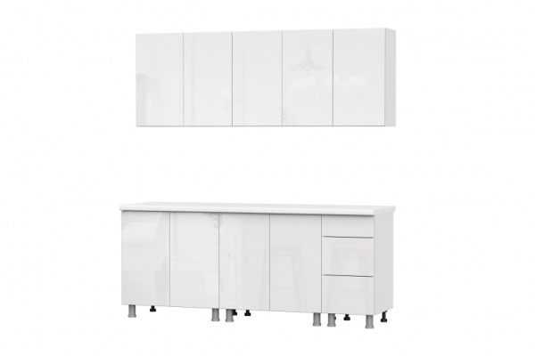 Кухонный гарнитур Модерн New (2,0м) (МДФ) (без столешниц)(Белый)