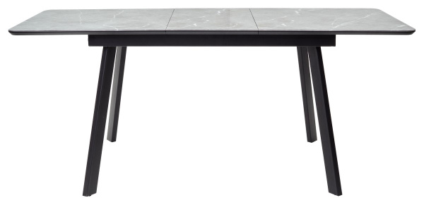 Стол АРУБА 140 Серый мрамор СКОРПИО , стекло / черный каркас М-City