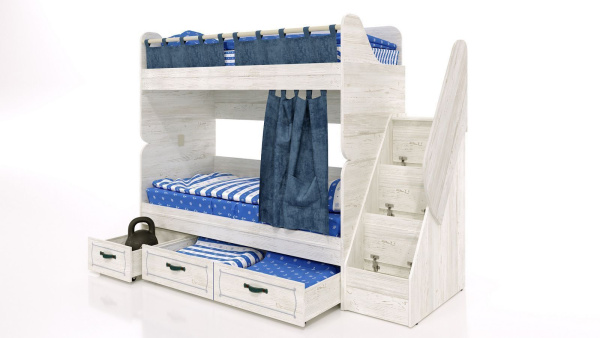 Кровать двухъярусная «Регата 6-2» с лестницей и поручнем