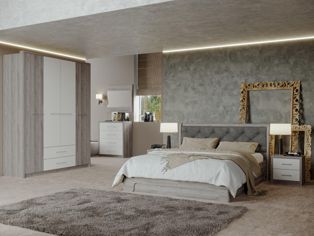 Дуб серый + Жемчуг ткань alpina 14