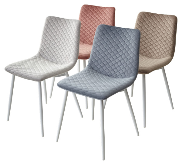 Стул TINTIN BLUVEL-52 PINK / белый каркас М-City