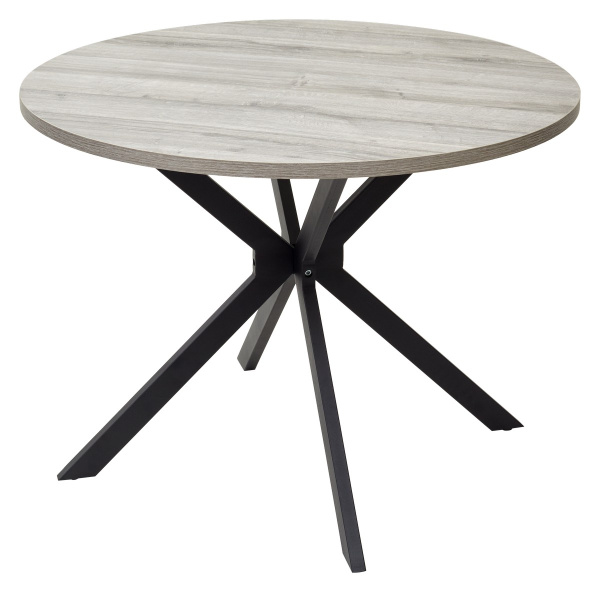 Стол ВЕГА D100 Дуб Шерман серый/ черный каркас М-City