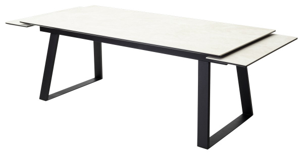 Стол Франк 200 Кремовый мрамор, керамика / черный каркас М-City
