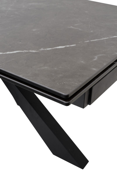 Стол ALEZIO 160 KL-135 Темно-серый мрамор матовый, итальянская керамика/ BLACK М-City