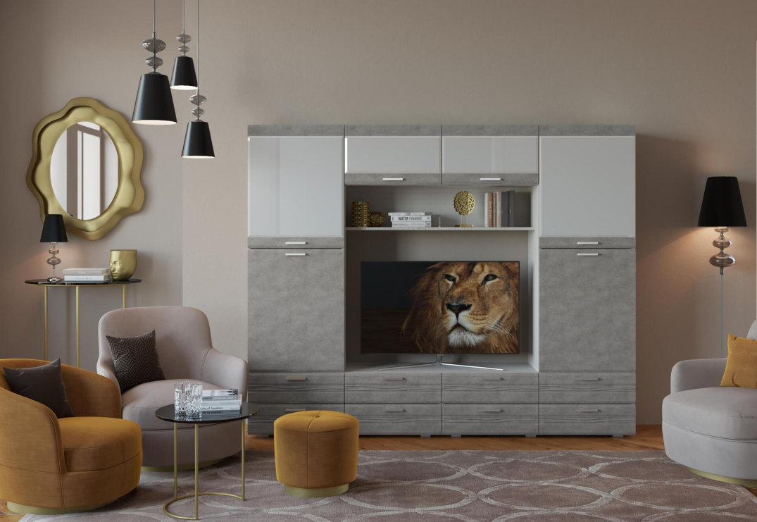 Бодега белая-Бетон серый