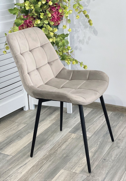 Стул ХОФМАН, цвет светло-коричневый #H61, велюр, 2шт./1к / черный каркас М-City