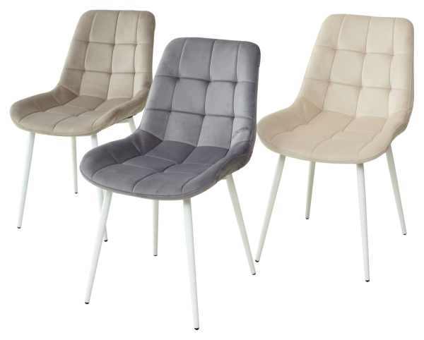 Стул ХОФМАН, цвет бежевый #H06, велюр / белый каркас 4 шт./1 к М-City