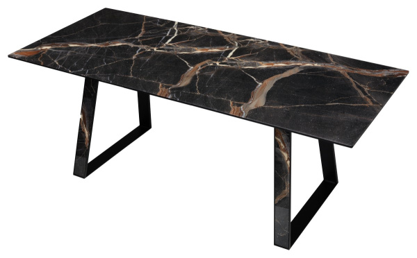 Стол Франк 160 Мейджик, стекло / Мейджик, черный М-City