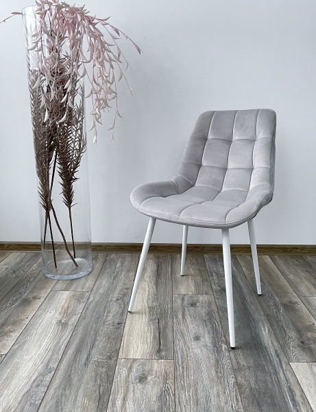 Стул ХОФМАН, цвет светло-серый #H09, велюр / белый каркас 4 шт./1 к М-City